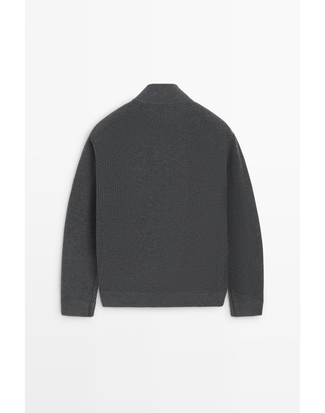 마시모두띠 마시모두띠 100% 울 퀼팅 믹스 집업 가디건 1315/209 ANTHRACITE GREY 그레이 착용컷