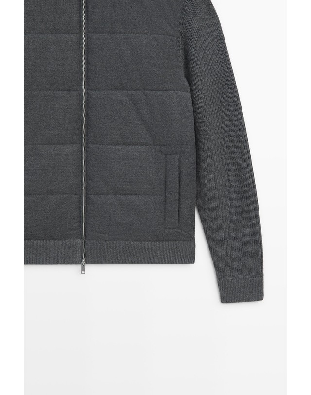 마시모두띠 마시모두띠 100% 울 퀼팅 믹스 집업 가디건 1315/209 ANTHRACITE GREY 그레이 착용컷