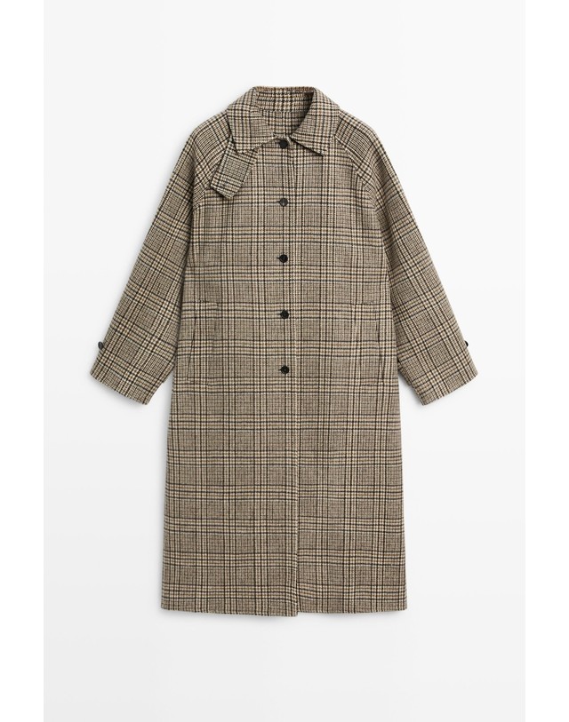 마시모두띠 마시모두띠 체크 울 블렌드 트렌치 코트 6441/738 OFF WHITE 아이보리 착용컷