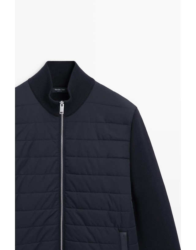 마시모두띠 마시모두띠 믹스 소재 집업 퀼팅 가디건 1314/209 NAVY BLUE 네이비 착용컷