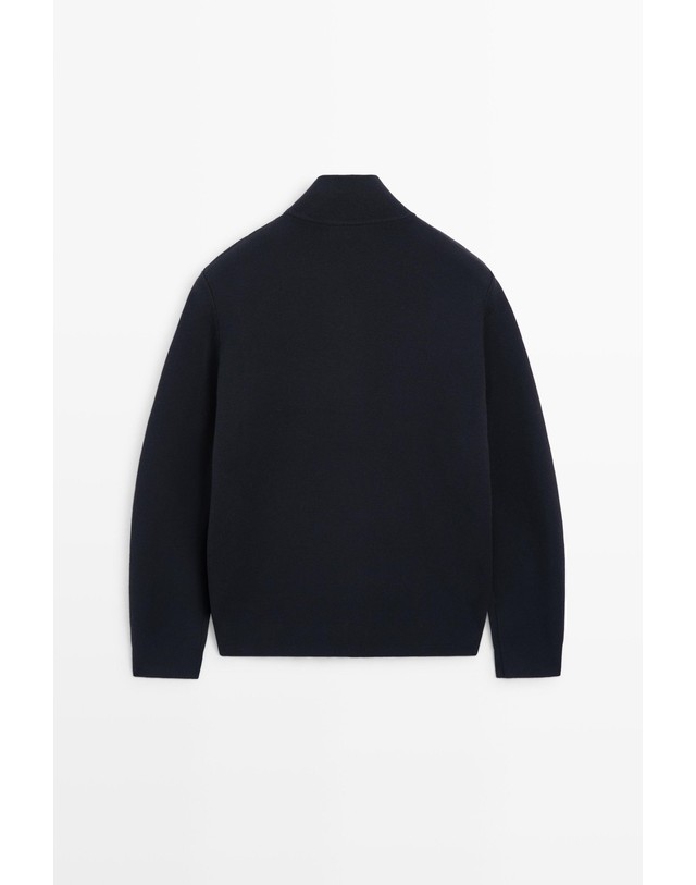 마시모두띠 마시모두띠 믹스 소재 집업 퀼팅 가디건 1314/209 NAVY BLUE 네이비 착용컷