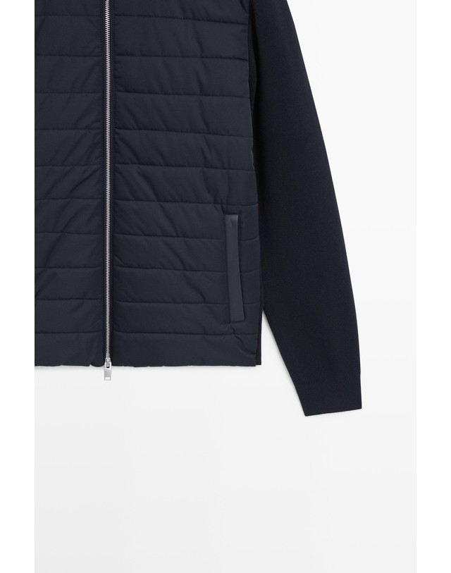 마시모두띠 마시모두띠 믹스 소재 집업 퀼팅 가디건 1314/209 NAVY BLUE 네이비 착용컷