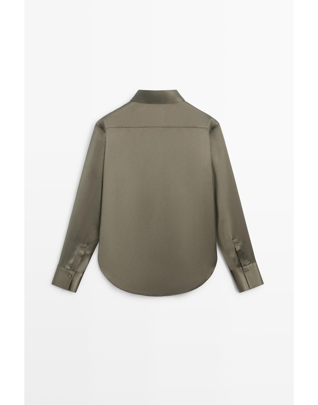 마시모두띠 마시모두띠 새틴 플루이드 긴팔 셔츠 5159/559 GREYISH GREEN 카키 착용컷