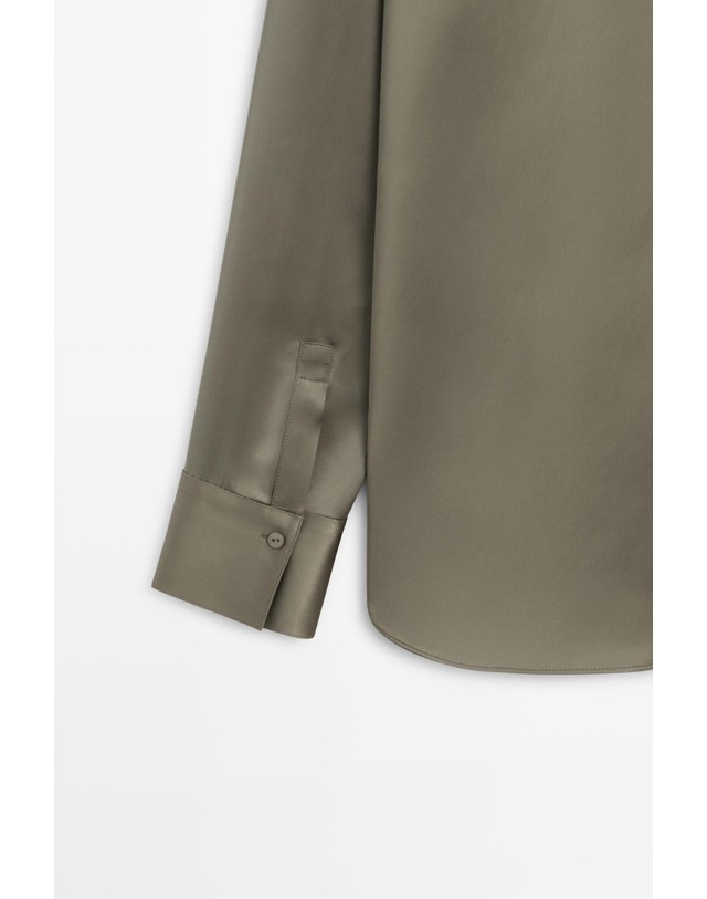 마시모두띠 마시모두띠 새틴 플루이드 긴팔 셔츠 5159/559 GREYISH GREEN 카키 착용컷