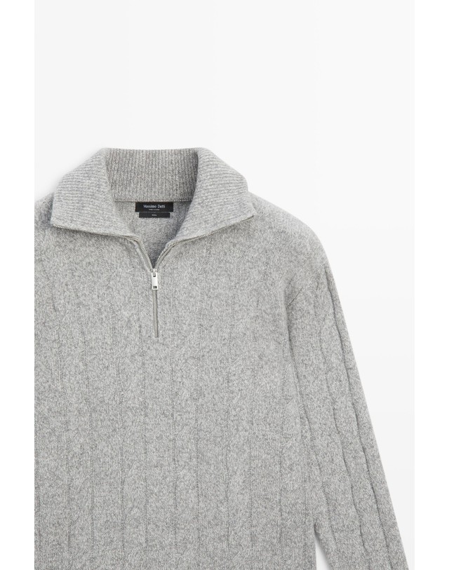 마시모두띠 마시모두띠 울 100% 케이블 니트 스웨터 1416/222 ANTHRACITE GREY 그레이 착용컷