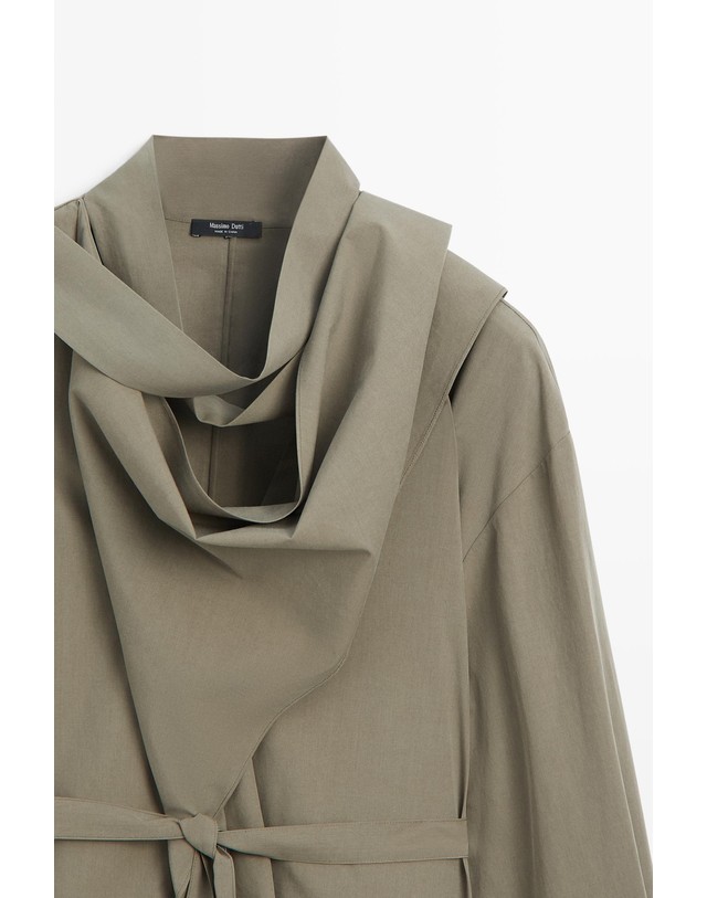 마시모두띠 마시모두띠 코튼 혼방 벨트 스카프 블라우스 5166/567 GREYISH GREEN 카키 착용컷