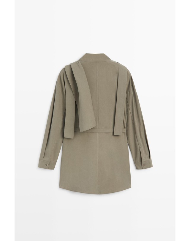 마시모두띠 마시모두띠 코튼 혼방 벨트 스카프 블라우스 5166/567 GREYISH GREEN 카키 착용컷