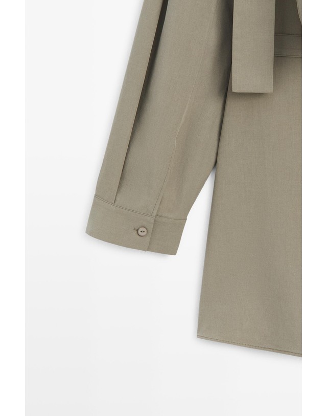 마시모두띠 마시모두띠 코튼 혼방 벨트 스카프 블라우스 5166/567 GREYISH GREEN 카키 착용컷