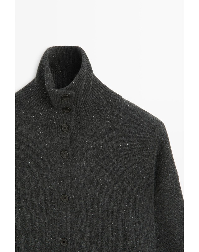 마시모두띠 마시모두띠 울 100% 터틀넥 니트 가디건 5931/595 ANTHRACITE GREY 그레이 착용컷