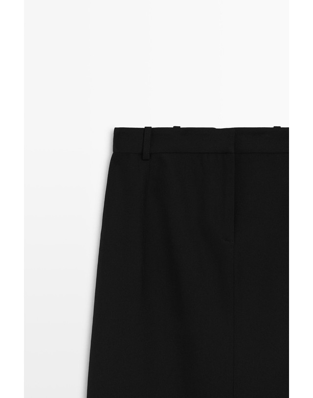 마시모두띠 마시모두띠 스트레이트 울 혼방 미디 스커트 5786/510 DARK BLUE 네이비 착용컷