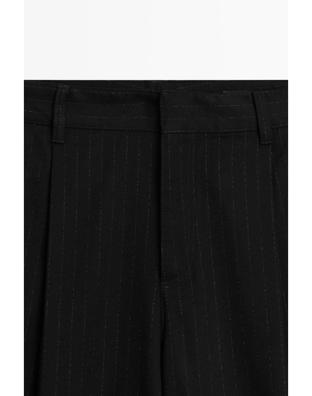 마시모두띠 마시모두띠 핀스트라이프 와이드 팬츠 5039/740 BLACK 블랙 착용컷