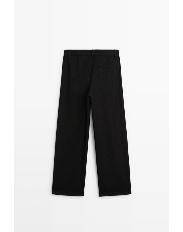 마시모두띠 마시모두띠 핀스트라이프 와이드 팬츠 5039/740 BLACK 블랙 착용컷