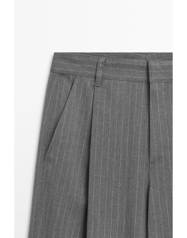 마시모두띠 마시모두띠 핀스트라이프 와이드 슬랙스 팬츠 5039/740 ANTHRACITE GREY 그레이 착용컷