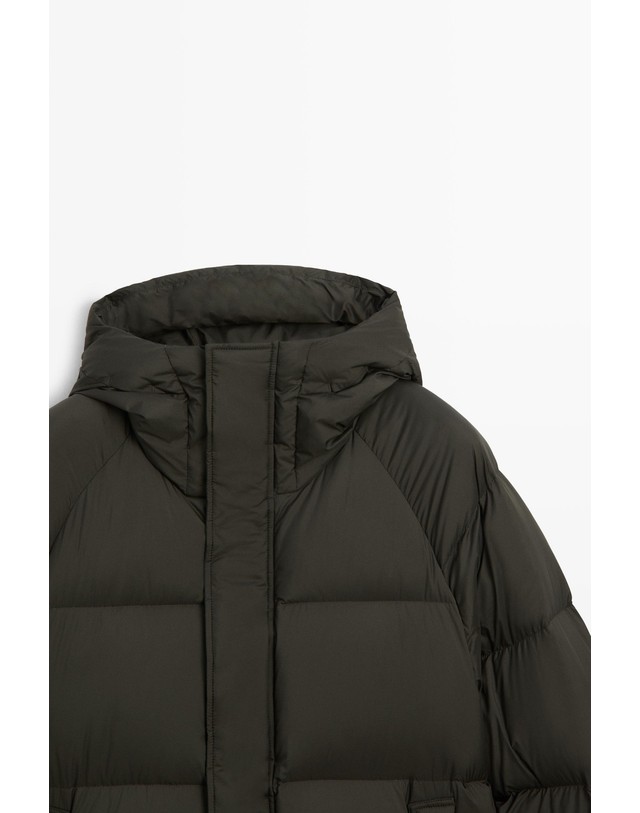 마시모두띠 마시모두띠 오버사이즈 후드 다운 패딩 자켓 3269/427 DARK KHAKI 그린 착용컷