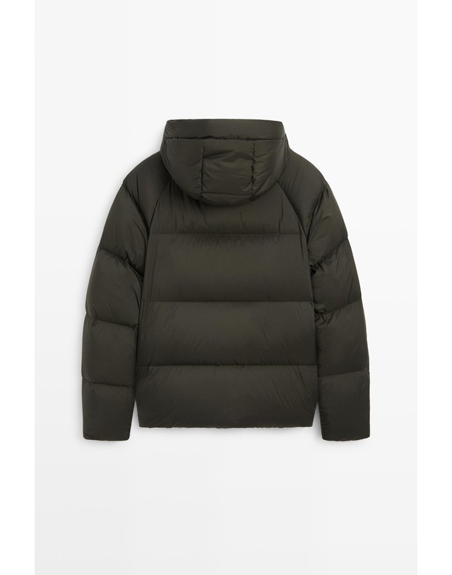 마시모두띠 마시모두띠 오버사이즈 후드 다운 패딩 자켓 3269/427 DARK KHAKI 그린 착용컷