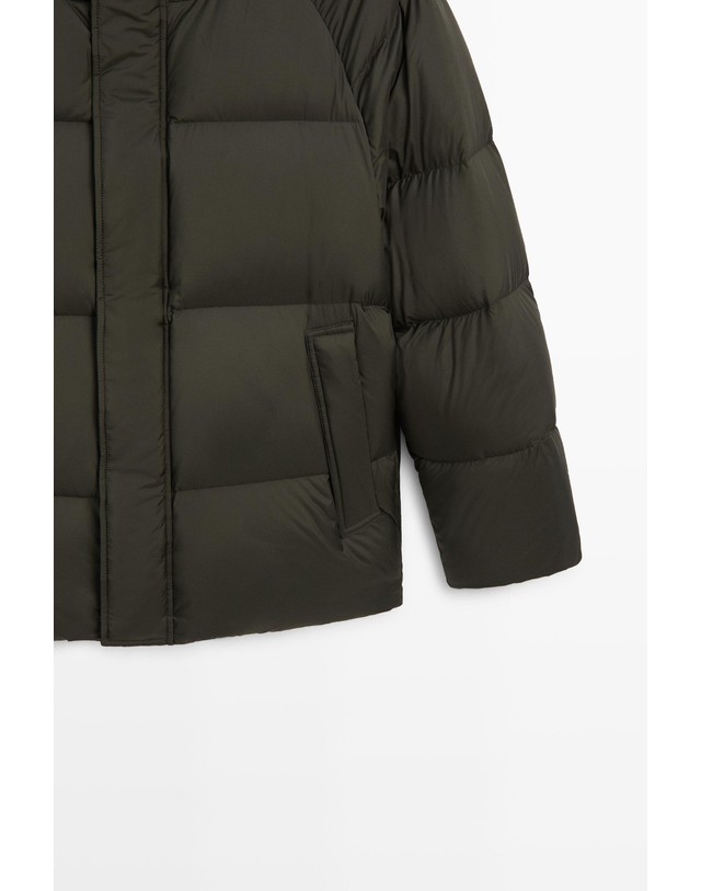 마시모두띠 마시모두띠 오버사이즈 후드 다운 패딩 자켓 3269/427 DARK KHAKI 그린 착용컷