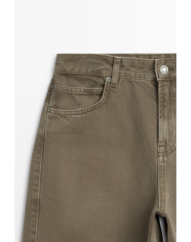 마시모두띠 마시모두띠 미드라이즈 배럴핏 데님 팬츠 5074/874 MOLE BROWN 카키 착용컷