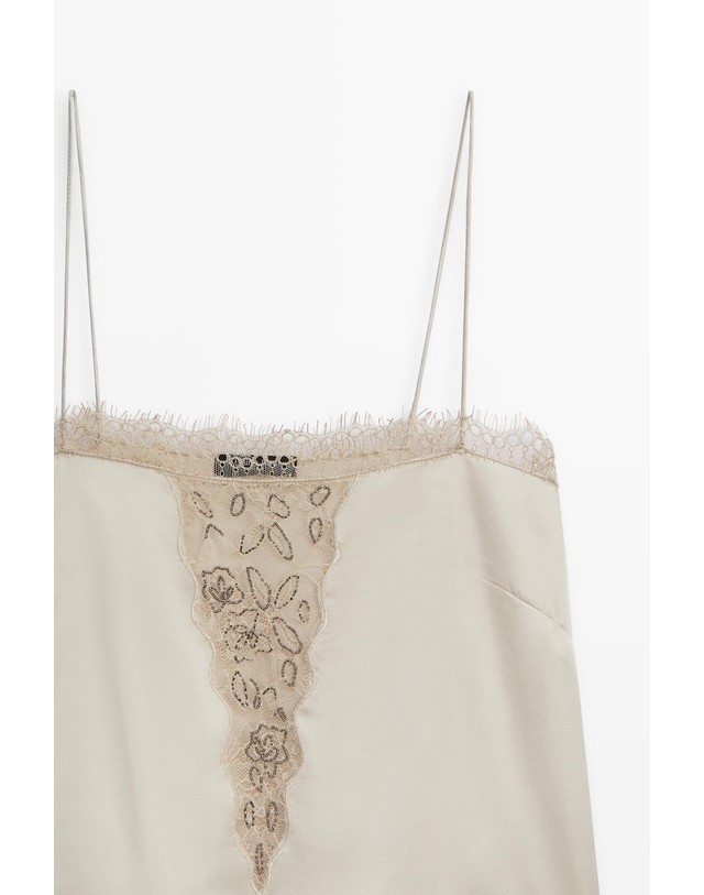 마시모두띠 마시모두띠 파인 스트랩 레이스 캐미솔 탑 5190/990 BEIGE-PINK 베이지 착용컷