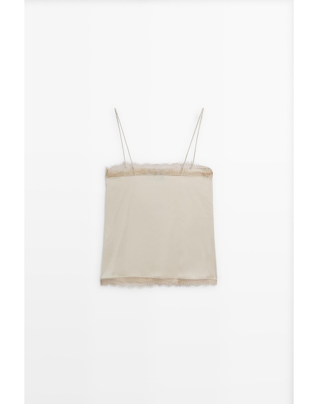 마시모두띠 마시모두띠 파인 스트랩 레이스 캐미솔 탑 5190/990 BEIGE-PINK 베이지 착용컷