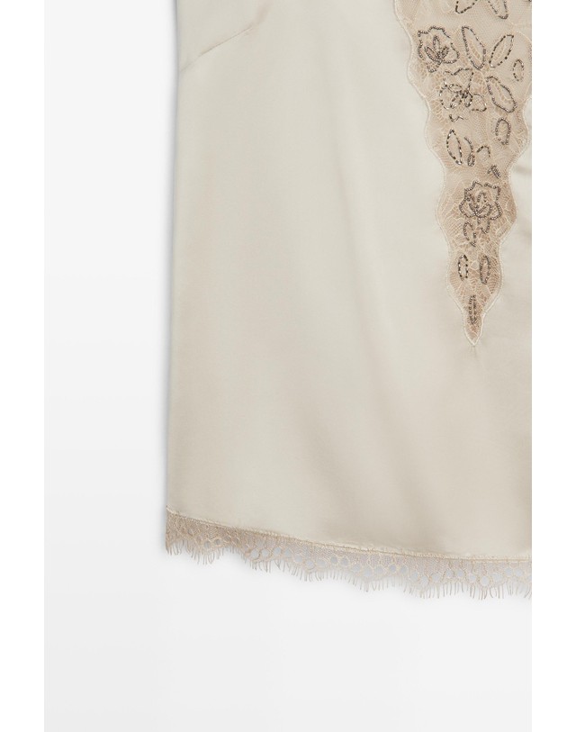 마시모두띠 마시모두띠 파인 스트랩 레이스 캐미솔 탑 5190/990 BEIGE-PINK 베이지 착용컷