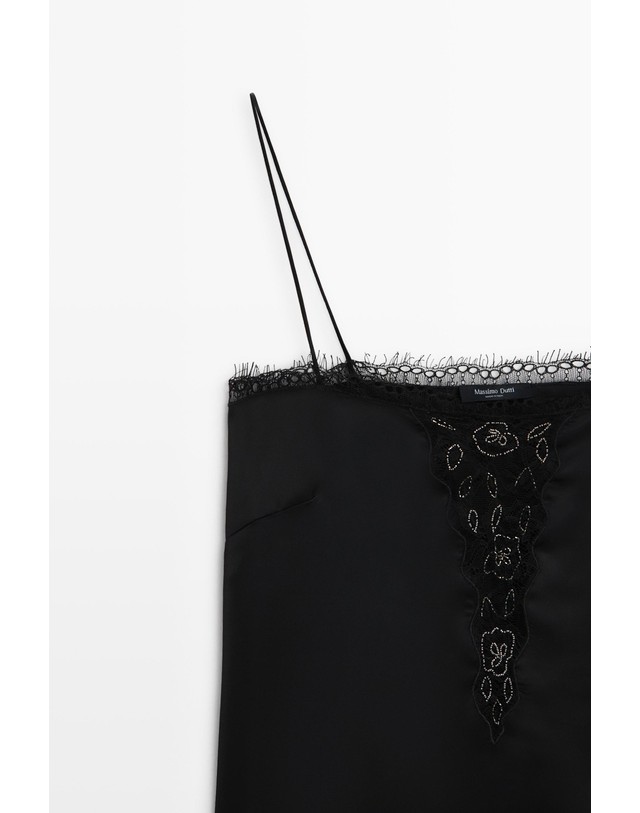 마시모두띠 마시모두띠 파인 스트랩 레이스 캐미솔 탑 5190/990 BLACK 블랙 착용컷