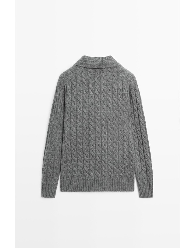 마시모두띠 마시모두띠 케이블 캐시미어 폴로 니트 스웨터 1320/215 ANTHRACITE GREY 그레이 착용컷