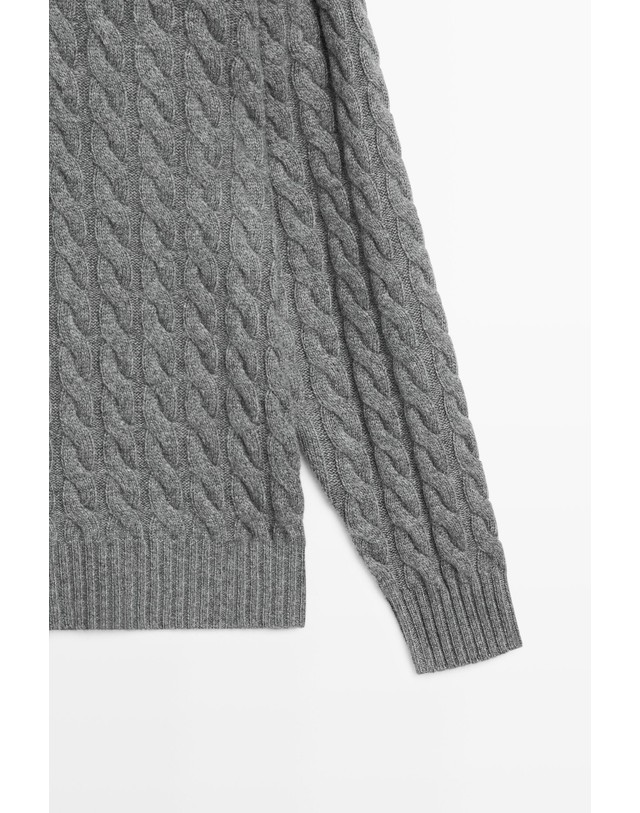 마시모두띠 마시모두띠 케이블 캐시미어 폴로 니트 스웨터 1320/215 ANTHRACITE GREY 그레이 착용컷