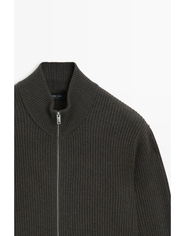 마시모두띠 마시모두띠 울 집업 골지 니트 가디건 1504/226 GREYISH GREEN 그린 착용컷