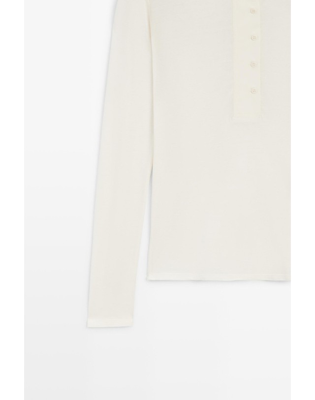 마시모두띠 마시모두띠 코튼 숄더패드 헨리 긴팔 티셔츠 6209/115 BEIGE 아이보리 착용컷