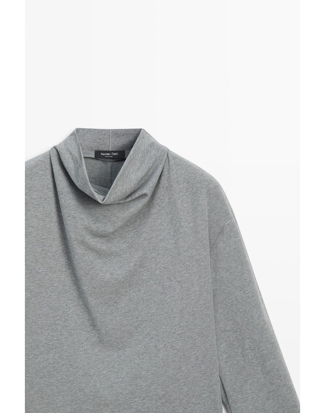 마시모두띠 마시모두띠 코튼 드레이프넥 긴팔 티셔츠 6832/802 GREY MARL 그레이 착용컷