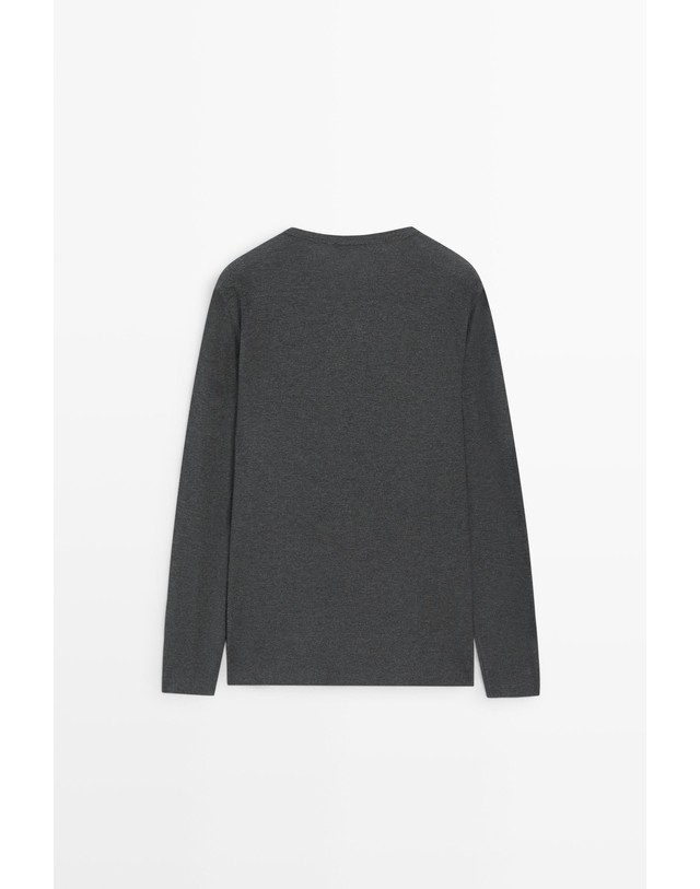 마시모두띠 마시모두띠 코튼 블렌드 헨리넥 긴팔 티셔츠 0785/175 ANTHRACITE GREY 그레이 착용컷