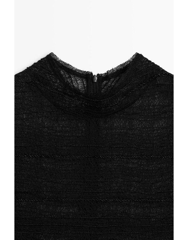 마시모두띠 마시모두띠 비즈 하이넥 시스루 캡소매 탑 5188/988 BLACK 블랙 착용컷
