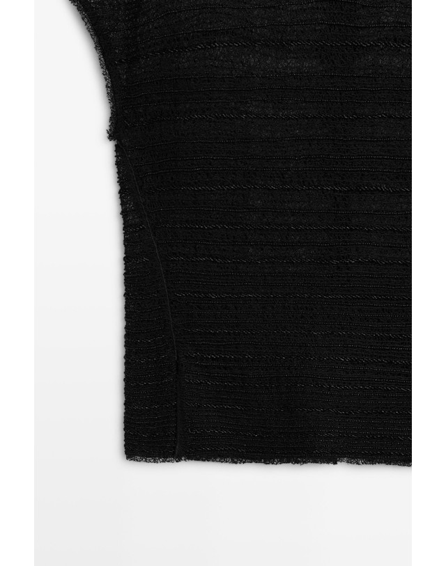 마시모두띠 마시모두띠 비즈 하이넥 시스루 캡소매 탑 5188/988 BLACK 블랙 착용컷