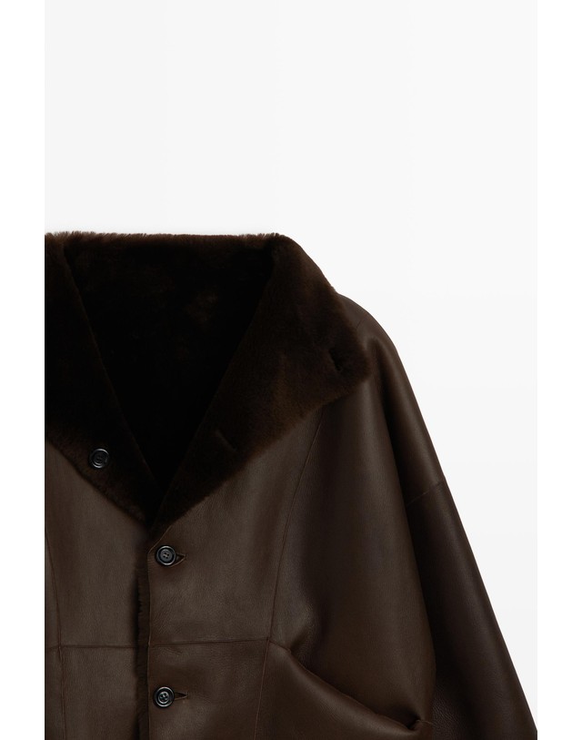 마시모두띠 마시모두띠 양면 레더 퍼 숏 코트 4755/755 BROWN 초콜릿 착용컷