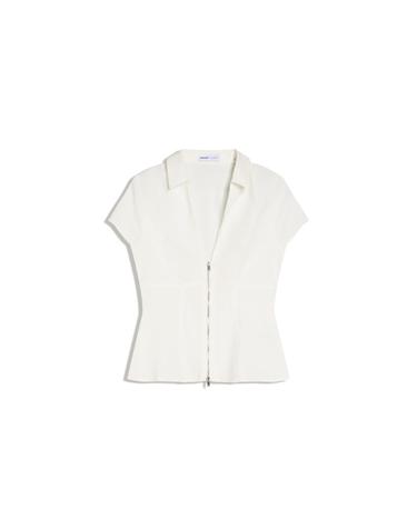 버쉬카 슬림핏 집업 반팔 셔츠 화이트 1268/710 WHITE