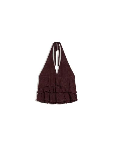 버쉬카 러플 홀터넥 민소매 탑 1502/207 BROWN
