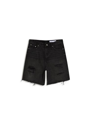 버쉬카 디스트로이드 워싱 데님 버뮤다 쇼츠 1375/089 BLACK