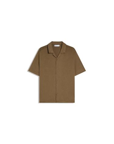 버쉬카 루스핏 러스틱 오픈카라 반팔 셔츠 0999/721 KHAKI
