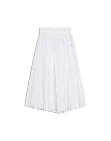 버쉬카 플리츠 폴드오버 롱 스커트 화이트 1701/335 WHITE