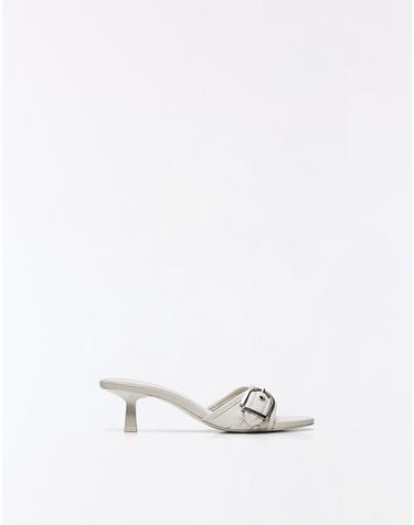 버쉬카 버클 장식 힐 뮬 1722/864 WHITE