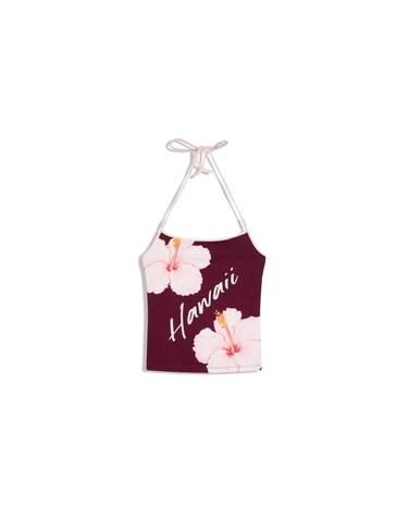 버쉬카 플라워 프린트 홀터 탑 2017/093 BURGUNDY