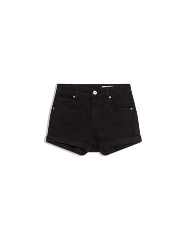 버쉬카 하이웨이스트 롤업 블랙 데님 쇼츠 0083/211 BLACK