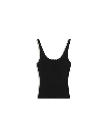 버쉬카 레이스 헨리 스트랩 민소매 탑 블랙 1768/443 BLACK