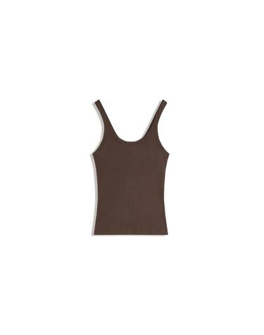 버쉬카 리브드 슬림핏 브라운 민소매 탑 1221/134 BROWN