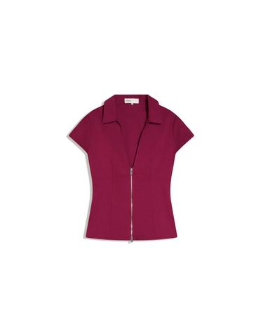 버쉬카 브이넥 집업 반팔 셔츠 1268/710 MAROON