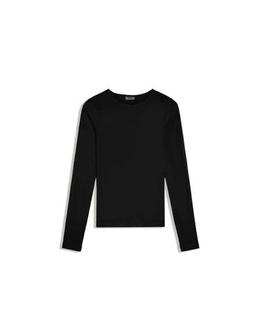 버쉬카 베이직 라운드넥 긴팔 티셔츠 3013/152 BLACK