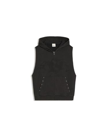 버쉬카 워시드 크롭 후드 집업 조끼 2420/732 GREY