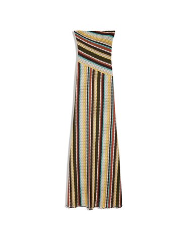 버쉬카 스트라이프 오프숄더 롱 원피스 3020/326 BROWN