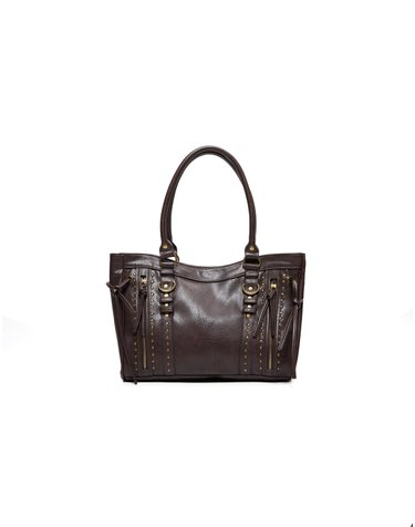 버쉬카 스터드 지퍼 토트백 2185/204 BROWN