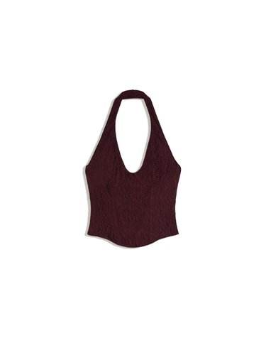 버쉬카 레이스 코르셋 홀터넥 민소매 탑 3418/071 BURGUNDY